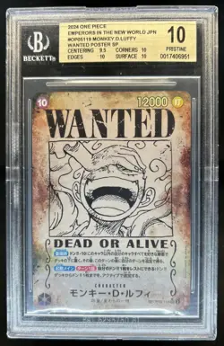 2024 One Piece Emperors New World Monkey D Luffy Wanted Alt Art #OP05-119 BGS 10 - Image 1
