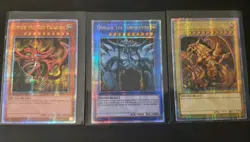 EGYPTIAN GOD CARDS OBELISK SLIFER RA LC01 Quarter Century Secret Rare Yugioh TCG - Image 1