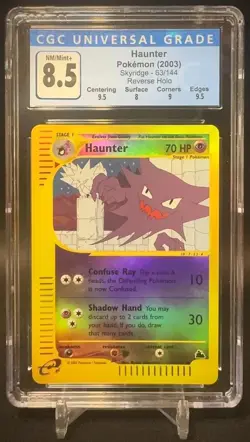 CGC 8.5 / PSA 9 🌈 Haunter 63/144 Skyridge Reverse Holo Vintage Pokemon TCG - Image 1