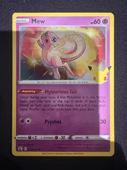 Mew 11/25 Celebrations Holo Rare Pokemon TCG NM - Image 1