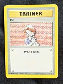 Vintage Pokemon TCG Bill Trainer Base Set 91/102 - LP - Image 2