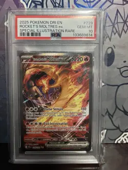 Pokemon TCG Team Rockets Moltres EX Destined Rivals Card 229/182 PSA 10 - Image 1