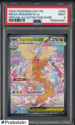 2026 Pokemon Ascended Heroes Mega Dragonite Ex SIR #290/217 PSA 9 MINT - Image 1