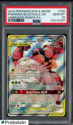 2019 Pokemon S & M Unbroken Bonds #192 Phermsa Buzzwole Gx PSA 10 GEM MINT - Image 1