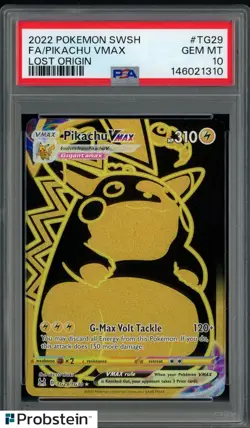 2022 Pokemon SWSH Lost Origin #TG29 FA Pikachu VMAX PSA 10 GEM MINT - Image 1