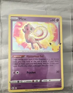 Pokemon TCG Mew Holo Rare 011/025 Celebrations Basic 60 HP Card Age Level 6+ - Image 1