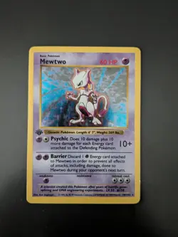 Pokemon Mewtwo 10/102 Holo 1st Edition Base Set Shadowless - Image 1