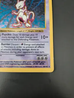 Pokemon Mewtwo 10/102 Holo 1st Edition Base Set Shadowless - Image 3