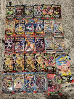 Pokemon 34 Booster Pack lot Destined,Prismatic,Journey,Ascended,Sparks & More - Image 1