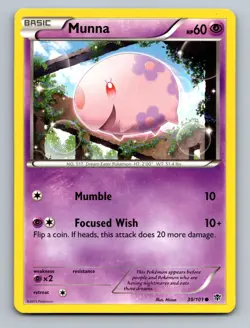 Munna 39/101 Common Plasma Blast Pokemon Lightly Played - Image 1