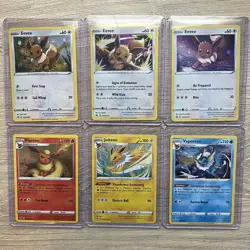 Lot of 6 Pokemon Flareon 026/185 Vaporeon 030/185 Jolteon 047/185 & Eevee Promos - Image 1