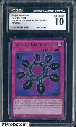 2024 Yu-Gi-Oh! 25th Anniversary Kaiba #KC01-EN055 Ring of Destruction CGC 10 - Image 1