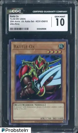 2024 Yu-Gi-Oh! 25th Anniversary Kaiba #KC01-EN015 Battle Ox CGC 10 GEM MINT - Image 1
