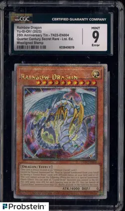 2023 Yu-Gi-Oh! TN23-EN004 Rainbow Dragon Misaligned Stamp CGC 9 - Image 1
