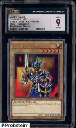 2021 Yu-Gi-Oh! KICO-EN028 1st Edition Lack's Knight Misaligned Stamp CGC 9 - Image 1