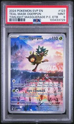 2024 POKEMON TWM POKEMON CENTER ETB PROMO SVP #123 TEAL MASK OGERPON PSA 9 - Image 1