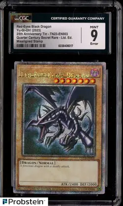 2023 Yu-Gi-Oh! TN23 Secret Rare Red-Eyes Black Dragon Misaligned Stamp CGC 9 - Image 1