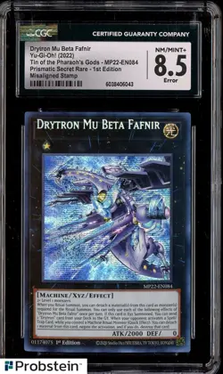 2022 Yu-Gi-Oh! MP22 1st Edition Drytron Mu Beta Fafnir Misaligned Stamp CGC 8.5 - Image 1