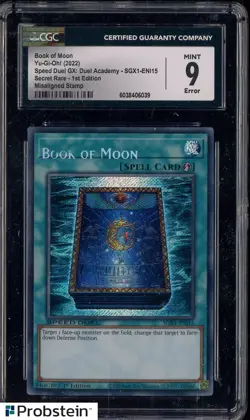 2022 Yu-Gi-Oh! SGX1-ENI15 1st Edition Book of Moon Misaligned Stamp CGC 9 - Image 1