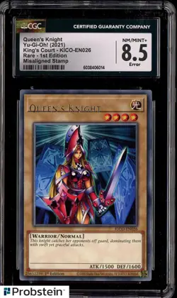 2021 Yu-Gi-Oh! KICO-EN026 1st Edition Queen's Knight Misaligned Stamp CGC 8.5 - Image 1