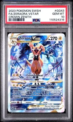 2023 POKEMON SWORD & SHIELD CROWN ZENITH GG43 FULL ART - ZERAORA VSTAR - PSA 10 - Image 1