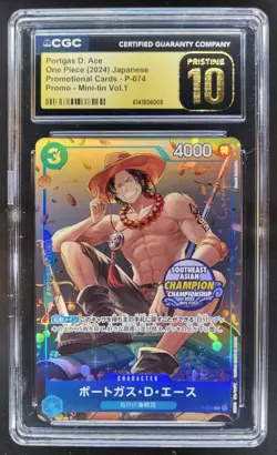 2024 ONE PIECE JP PORTGAS D. ACE PROMO MINI-TIN P-074 CGC 10 PRISTINE E PT - Image 1