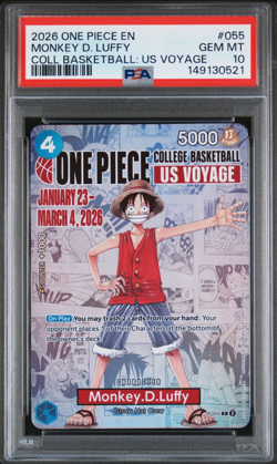 2026 ONE PIECE PROMOS COLLEGE BASKETBALL : US VOYAGE MONKEY D. LUFFY PSA 10 - Image 1