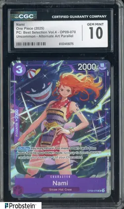 2025 One Piece PC Best Selection Vol.4 OP09-070 Nami Alternate Art CGC 10 GEM - Image 1