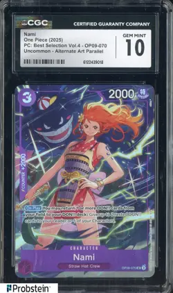 2025 One Piece PC Best Selection Vol.4 OP09-070 Nami Alternate Art CGC 10 GEM - Image 1