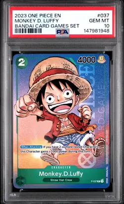 948 Monkey D. Luffy 2023 One Piece 1st Anniversary Tournament Promo P-037 PSA 10 - Image 1