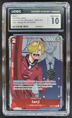 2022 ONE PIECE SANJI RARE MANGA ALT ART OP01-013 CGC 10 E PT - Image 1