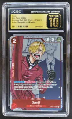2022 ONE PIECE SANJI RARE MANGA ALT ART OP01-013 CGC 10 PRISTINE E PT - Image 1