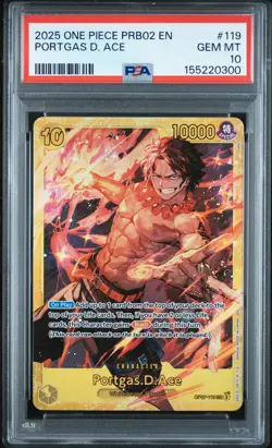 PSA GEM MT 10 - Portgas D. Ace 119 One Piece Prb 02-Premium Booster - Image 1