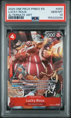 PSA GEM MT 10 - Lucky Roux 003 One Piece Prb02-Premium Booster -One Piece Card - Image 1
