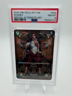 2025 ONE PIECE OP11-A FIST OF DIVINE SPEED SPECIAL ALTERNATE ART SHANKS PSA 8 - Image 1