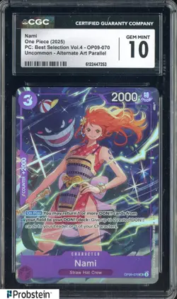 2025 One Piece PC Best Selection Vol.4 OP09-070 Nami Alternate Art CGC 10 GEM - Image 1