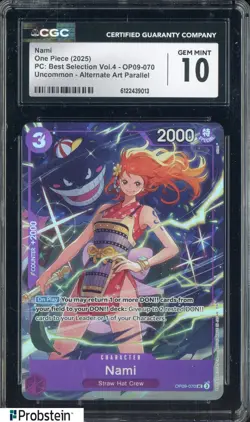 2025 One Piece PC Best Selection Vol.4 OP09-070 Nami Alternate Art CGC 10 GEM - Image 1