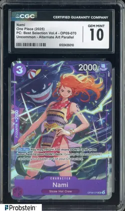 2025 One Piece PC Best Selection Vol.4 OP09-070 Nami Alternate Art CGC 10 GEM - Image 1