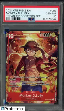 2024 One Piece EN Treasure Boosters Set #006 Monkey.D.Luffy PSA 10 GEM MINT - Image 1