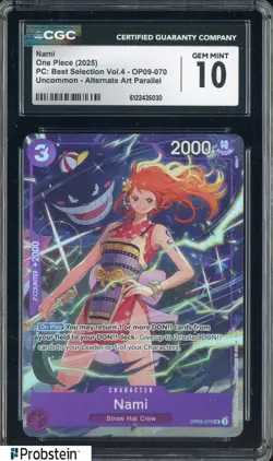 2025 One Piece PC Best Selection Vol.4 OP09-070 Nami Alternate Art CGC 10 GEM - Image 1