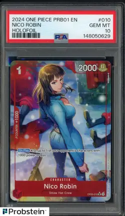2024 One Piece PRB01 EN #010 Nico Robin Holofoil PSA 10 GEM MINT - Image 1