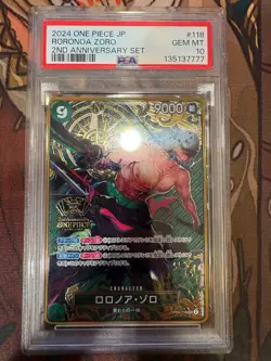 PSA 10 Roronoa Zoro (One Piece Japanese Version 2nd Anniversary Set) OP06-118 - Image 1