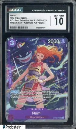 2025 One Piece PC Best Selection Vol.4 OP09-070 Nami Alternate Art CGC 10 GEM - Image 1