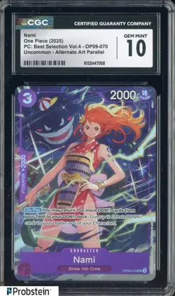 2025 One Piece PC Best Selection Vol.4 OP09-070 Nami Alternate Art CGC 10 GEM - Image 1