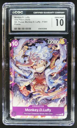 2024 ONE PIECE MONKEY D. LUFFY PROMO P-041 PURPLE MONKEY CGC 10 TL3 - Image 1