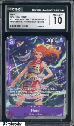 2025 One Piece PC Best Selection Vol.4 OP09-070 Nami Alternate Art CGC 10 GEM - Image 1