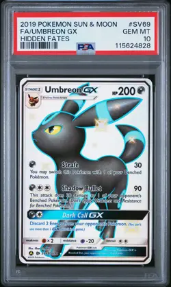 2019 POKEMON SUN & MOON HIDDEN FATES FA/UMBREON GX #SV69 PSA GEM MT 10 - Image 1