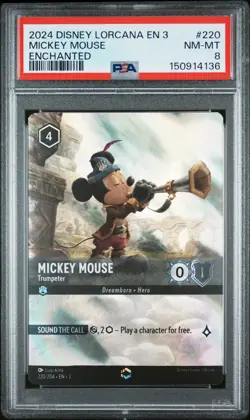 2024 DISNEY LORCANA EN 3-INTO THE INKLANDS ENCHANTED #220 MICKEY MOUSE PSA 8 - Image 1