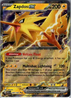Zapdos Ex 145/165 - Scarlet & Violet 151 - Pokemon Card - NM - Image 1
