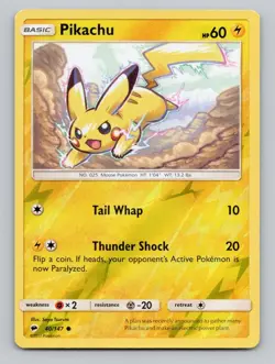 Reverse Holo Pikachu #40/147 Common SM - Burning Shadows Pokemon - Image 1